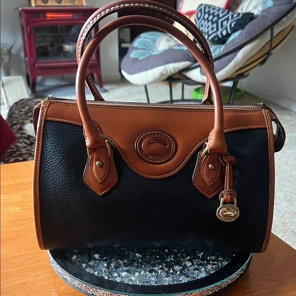 Dooney & Bourke Black and Tan Satchel - Picture 1 of 7